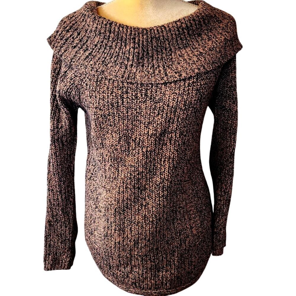 Winslow Pink & Black Ribbed Wide Neck Collar Sweater Size Small